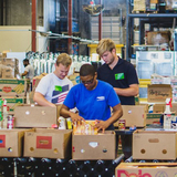 Packing boxes at Second Harvest Food Bank